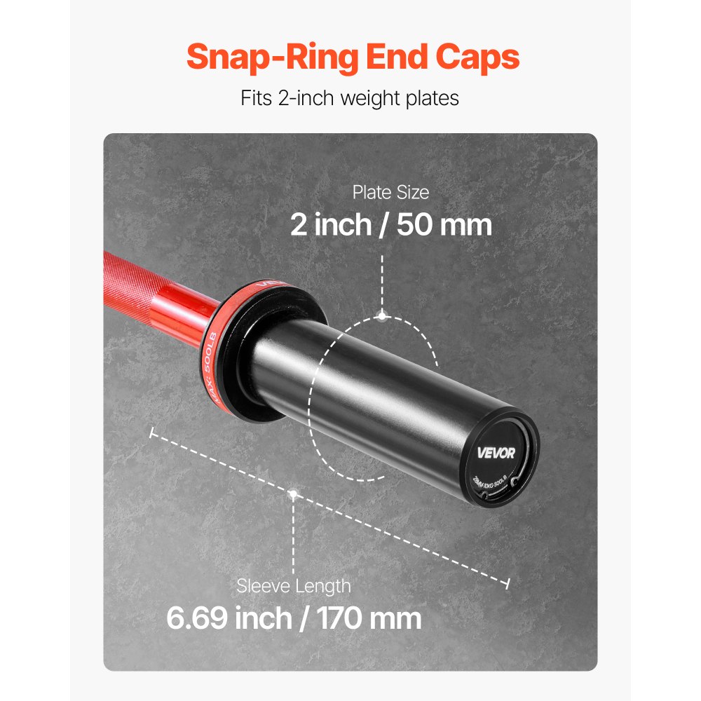 VEVOR Barra de Mancuernas de 120 cm con Mango Acanalado para Entrenamiento de Fuerza, Levantamiento de Pesas, Sentadillas, Peso Muerto, para Discos de Pesas de 50 mm, con Carga Máxima de 227 kg