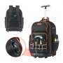VEVOR Mochila con Ruedas de 450 x 275 x 560 mm Capacidad de Carga de 50 kg Mochila de Herramientas Resistente con 72 Bolsillos, Asa Telescópica Ajustable y Base Estable para Construcción y Mecánico