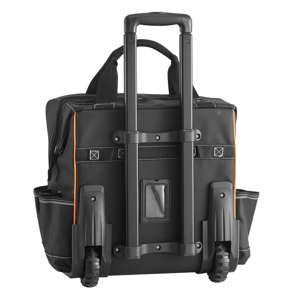 VEVOR Mochila con Ruedas de 39 x 29 x 42 cm Capacidad de Carga de 50 kg, Mochila de Herramientas Resistente con 25 Bolsillos, Asa Telescópica Ajustable y Base Estable para Construcción y Mecánico