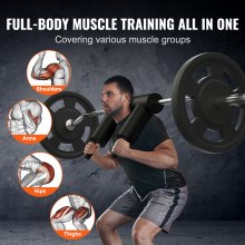 VEVOR Barra de Mancuernas Longitud 221cm Barra de Levantamiento de Pesas Carga 675kg con 2 Asas Acolchado de Espuma en los Hombros para Entrenamiento de Sentadillas Flexión de Piernas Fitness Gimnasio