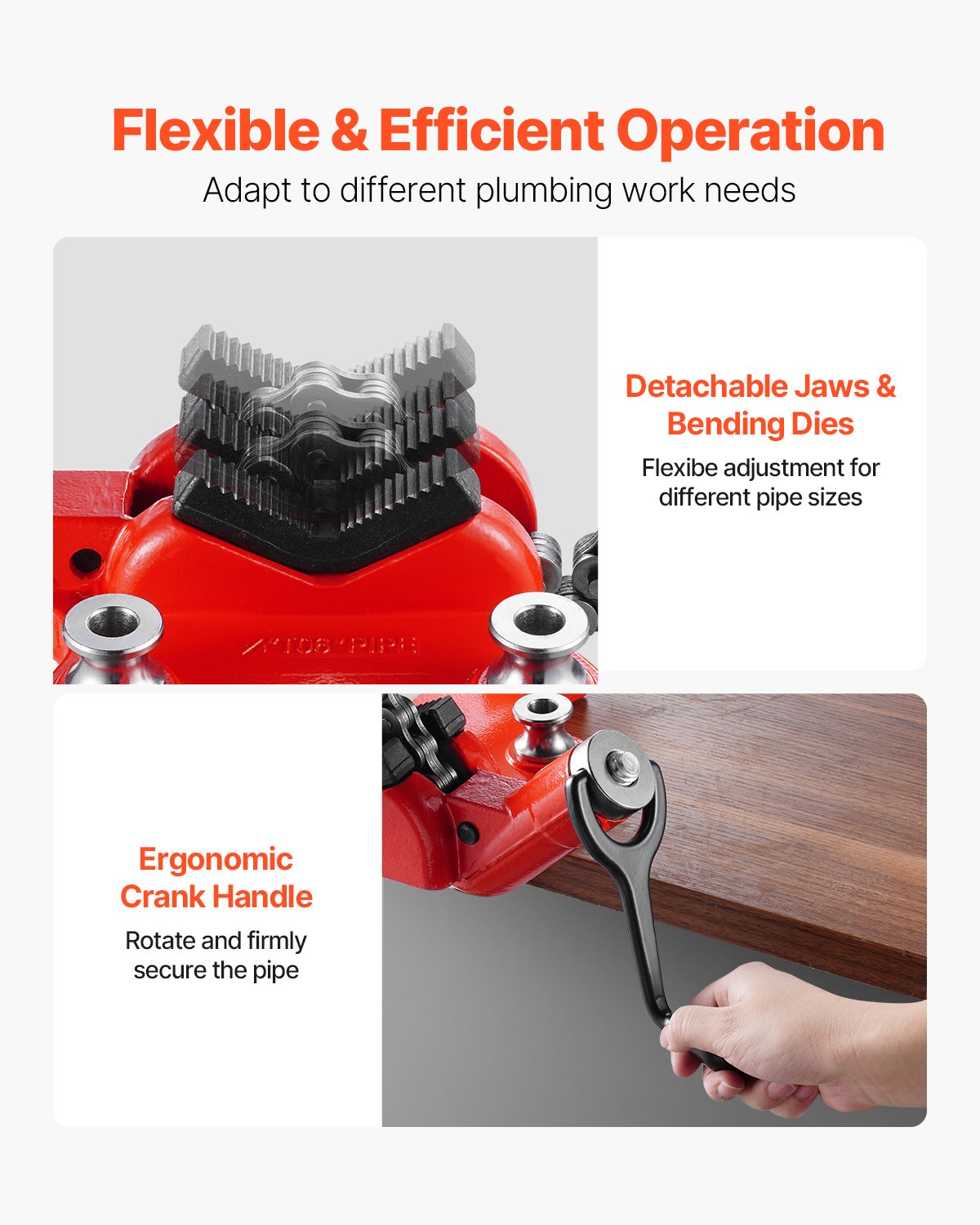 VEVOR Chain Pipe Vise, 6.35-152.4 mm Pipe Capacity, 710 mm Heavy Duty Chain and Cast Iron Base, Industrial Grade Pipe Clamping for Plumbing, Auto Repair, Metalworking