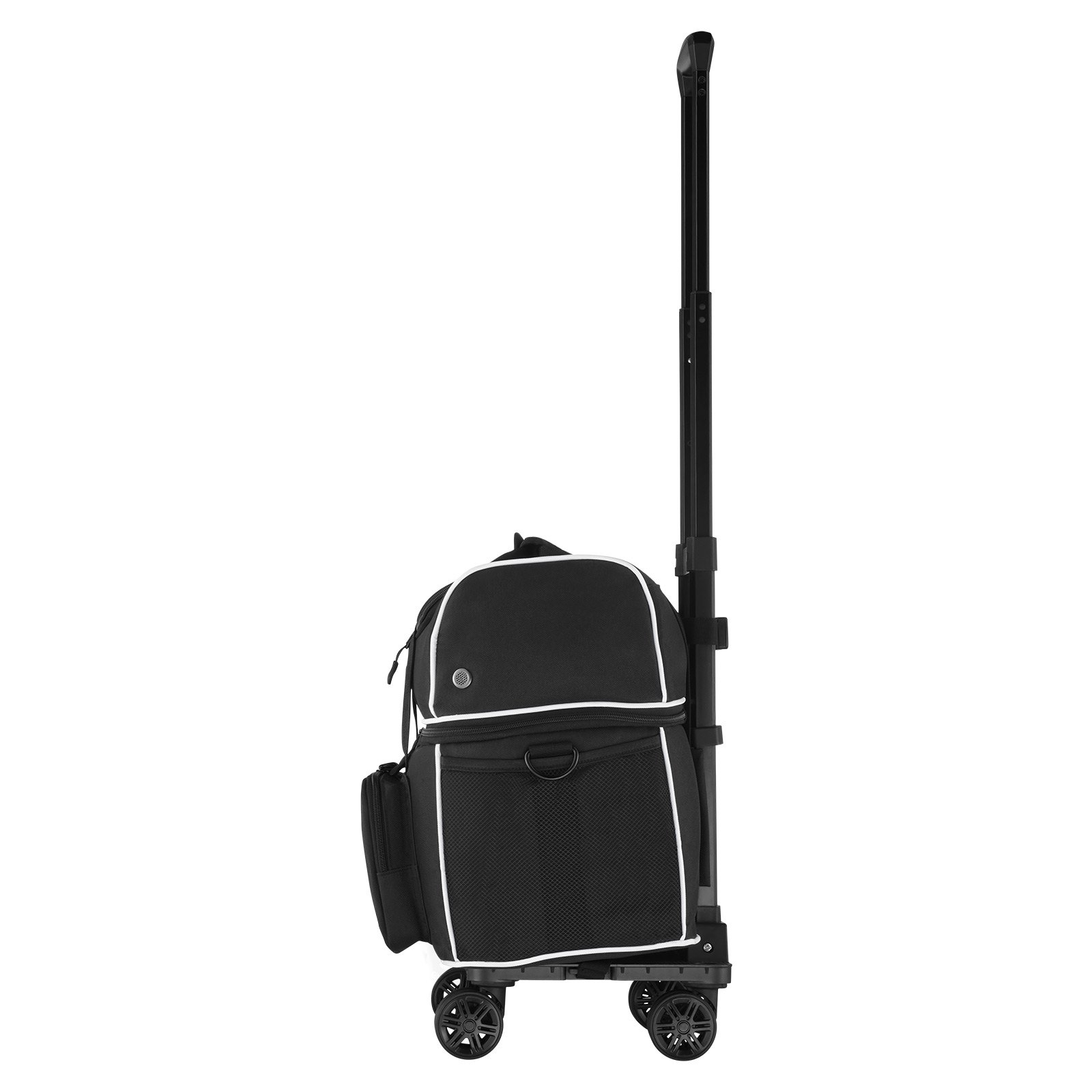 VEVOR Bolsa para 2 Bolas de Bolos y 4 Rodillos con Ruedas, con Compartimento Separado para Zapatos hasta Talla 16 y Bolsillo Extragrande para Accesorios, Asa Retráctil hasta 95 cm, Negro y Blanco