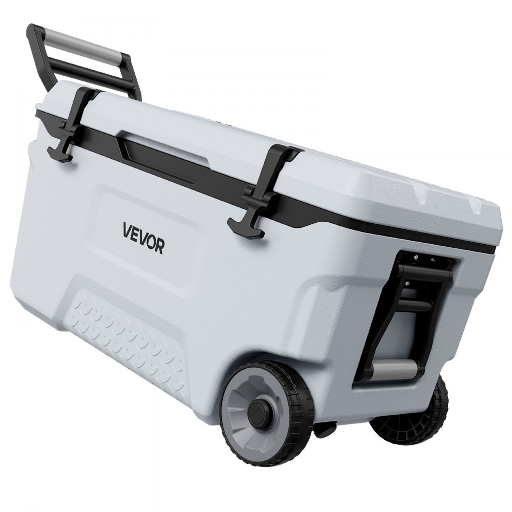 VEVOR Nevera Pasiva con Ruedas 49 L, Nevera Portátil Térmica a Prueba de Fugas, con Aislamiento Térmico, Cierre Hermético, Retención de Hielo de Larga Duración, para Camping, Picnics, 73x42,5x41 cm