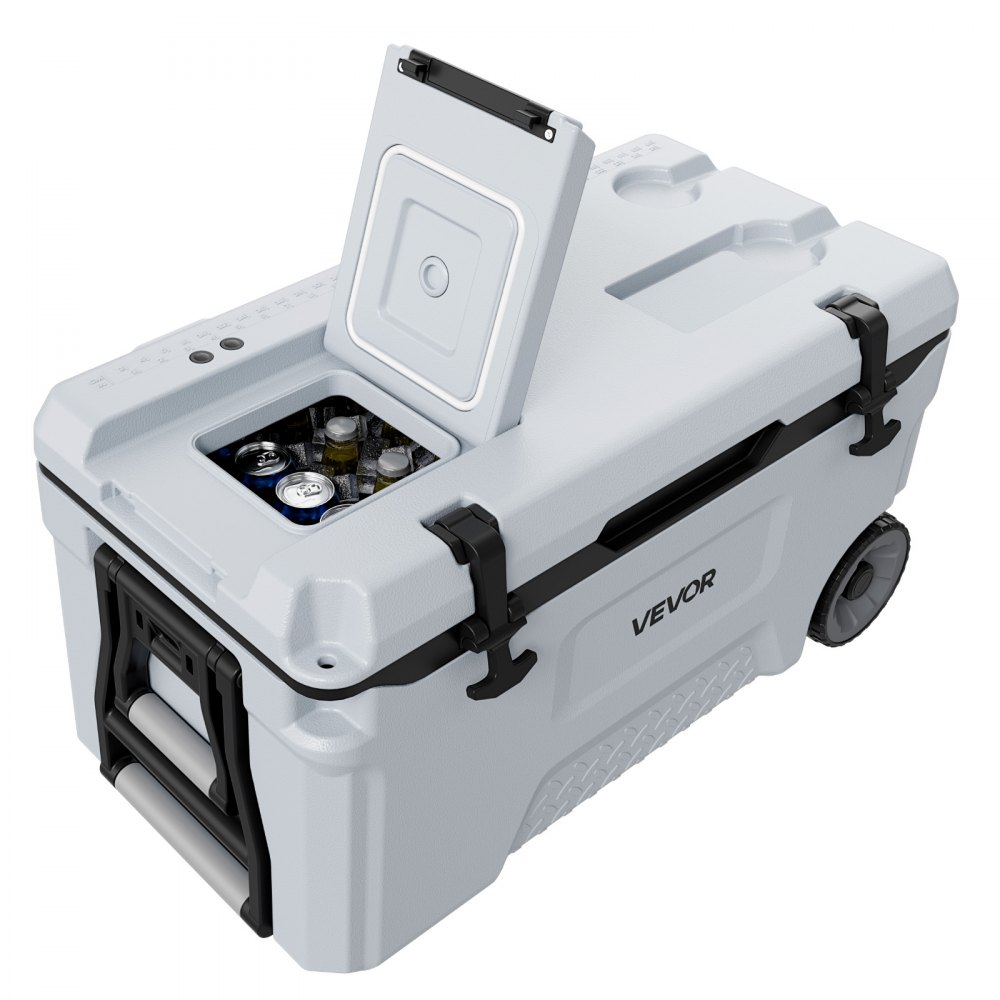 VEVOR Nevera Pasiva con Ruedas 49 L, Nevera Portátil Térmica a Prueba de Fugas, con Aislamiento Térmico, Cierre Hermético, Retención de Hielo de Larga Duración, para Camping, Picnics, 73x42,5x41 cm