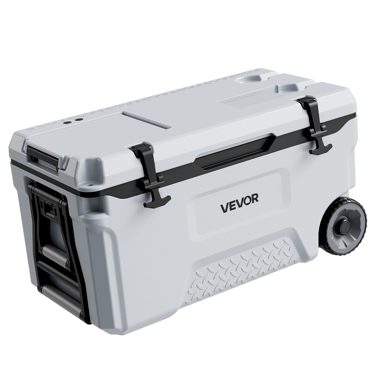 VEVOR Nevera Pasiva con Ruedas 49 L, Nevera Portátil Térmica a Prueba de Fugas, con Aislamiento Térmico, Cierre Hermético, Retención de Hielo de Larga Duración, para Camping, Picnics, 73x42,5x41 cm