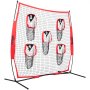 VEVOR 217 x 125.5 x 223 cm Football Coach Throwing Net, Training Throwing Target Practice Net with 5 Target Pockets, Knotless Net, incl. Arch Frame & Portable Carrying Bag, Improves QB Throwing Accuracy
