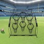 VEVOR 2438.4x2438.4mm Football Trainer Throwing Net, Training Throwing Target Practice Net with 6 Target Pockets, Knotless Net Includes Straps and Portable Carry Case, Improve QB Throwing Accuracy