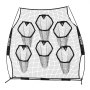 VEVOR 2438.4x2438.4mm Football Trainer Throwing Net, Training Throwing Target Practice Net with 6 Target Pockets, Knotless Net Includes Straps and Portable Carry Case, Improve QB Throwing Accuracy