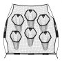 VEVOR 2438.4x2438.4mm Football Trainer Throwing Net, Training Throwing Target Practice Net with 6 Target Pockets, Knotless Net Includes Straps and Portable Carry Case, Improve QB Throwing Accuracy