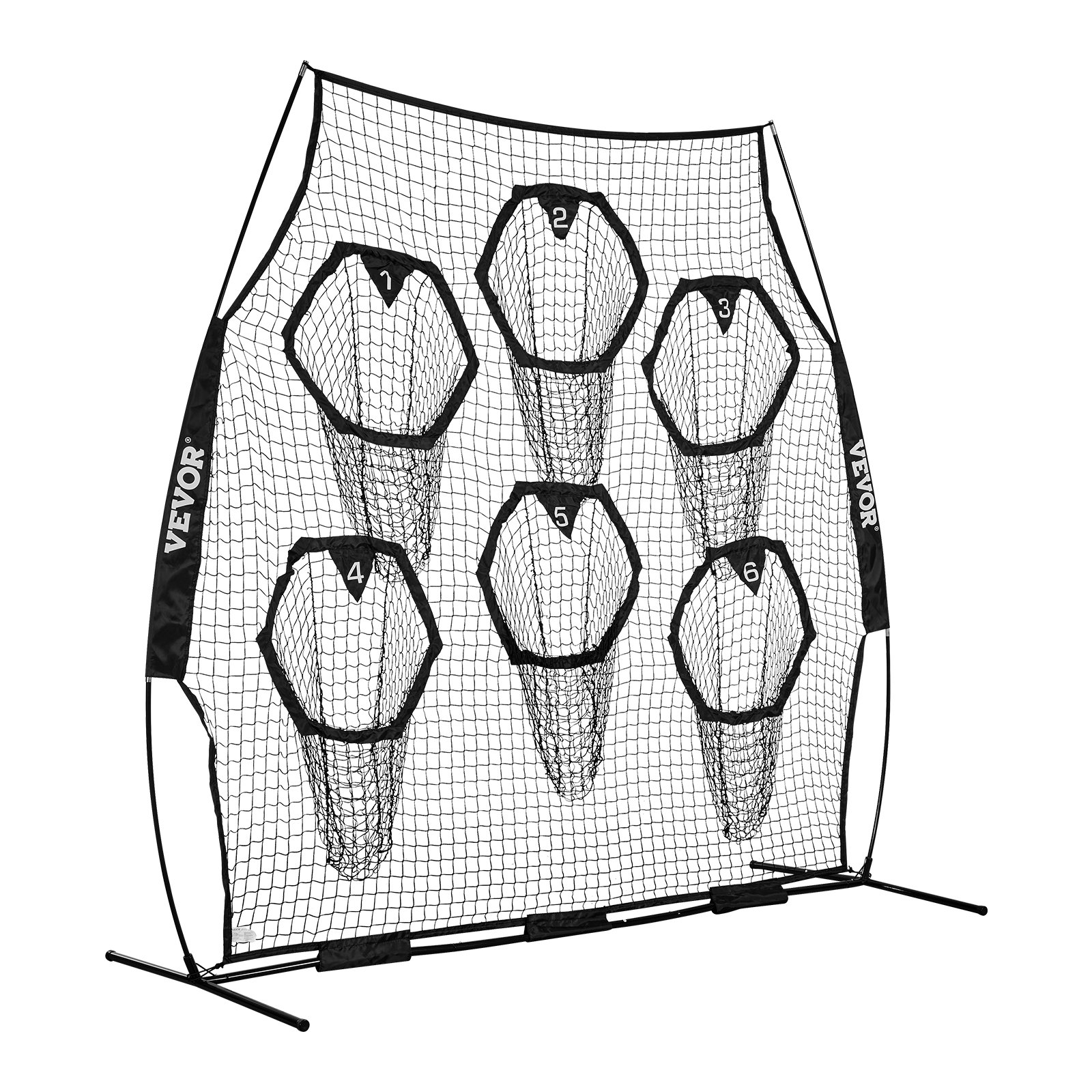 VEVOR Red de Lanzamiento para Entrenador de Fútbol, 274 x 106 x 243 cm, con 6 Bolsillos para Objetivos, Ideal para Entrenamiento de Tiro al Blanco y Precisión de Pase del Mariscal de Campo, Negro