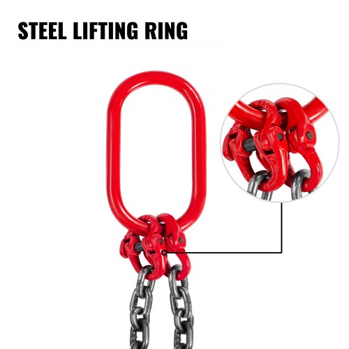 VEVOR Cadenas de Elevación de 2 Patas 4400 lbs 2 m Eslinga de Cadena G80 Acero de Aleación Polipasto de Cadena para Levantar o Mover Cargas en Diversas Industrias, Maquinarias, Fábricas, Almacenes