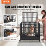 Jaula resistente para perros VEVOR con amplio espacio, múltiples puertas, amplio acceso frontal y puerta de alimentación.