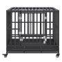 VEVOR Jaula para Perros de Alta Resistencia Jaula de Metal de 107x77x94 cm para Mascotas de Tamaño Mediano a Grande con Ruedas con Cerradura Bandeja Extraíble de 3 Puertas para Interior y Exterior