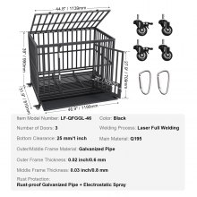 VEVOR Jaula para Perros de Alta Resistencia Jaula de Metal de 119x81x99 cm para Mascotas de Tamaño Mediano a Grande con Ruedas con Bloqueo Bandeja Extraíble de 3 Puertas para Interior y Exterior