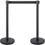 VEVOR 8 x Iron and Steel Barrier Posts, Plastic Posts with Adapters, Bollard Chain Barrier Chain, Black Barrier for Theaters, Hotels, Crowd Control Systems, 90 cm Total Height