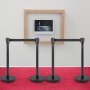 VEVOR Crowd Control Stanchion, Set of 4 Pieces Stanchion Set, Stanchion Set with 6.6 ft/2 m Black Retractable Belt, Black Crowd Control Barrier with Concrete and Metal Base - Easy Connect Assembly