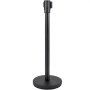 VEVOR Crowd Control Stanchion, Set of 4 Pieces Stanchion Set, Stanchion Set with 6.6 ft/2 m Black Retractable Belt, Black Crowd Control Barrier with Concrete and Metal Base - Easy Connect Assembly