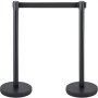VEVOR 6-piece crowd control barrier stanchions made of iron and steel, black, with adjustable belt length, barrier tape, queue control posts, 33 kg barrier posts for partitioning areas