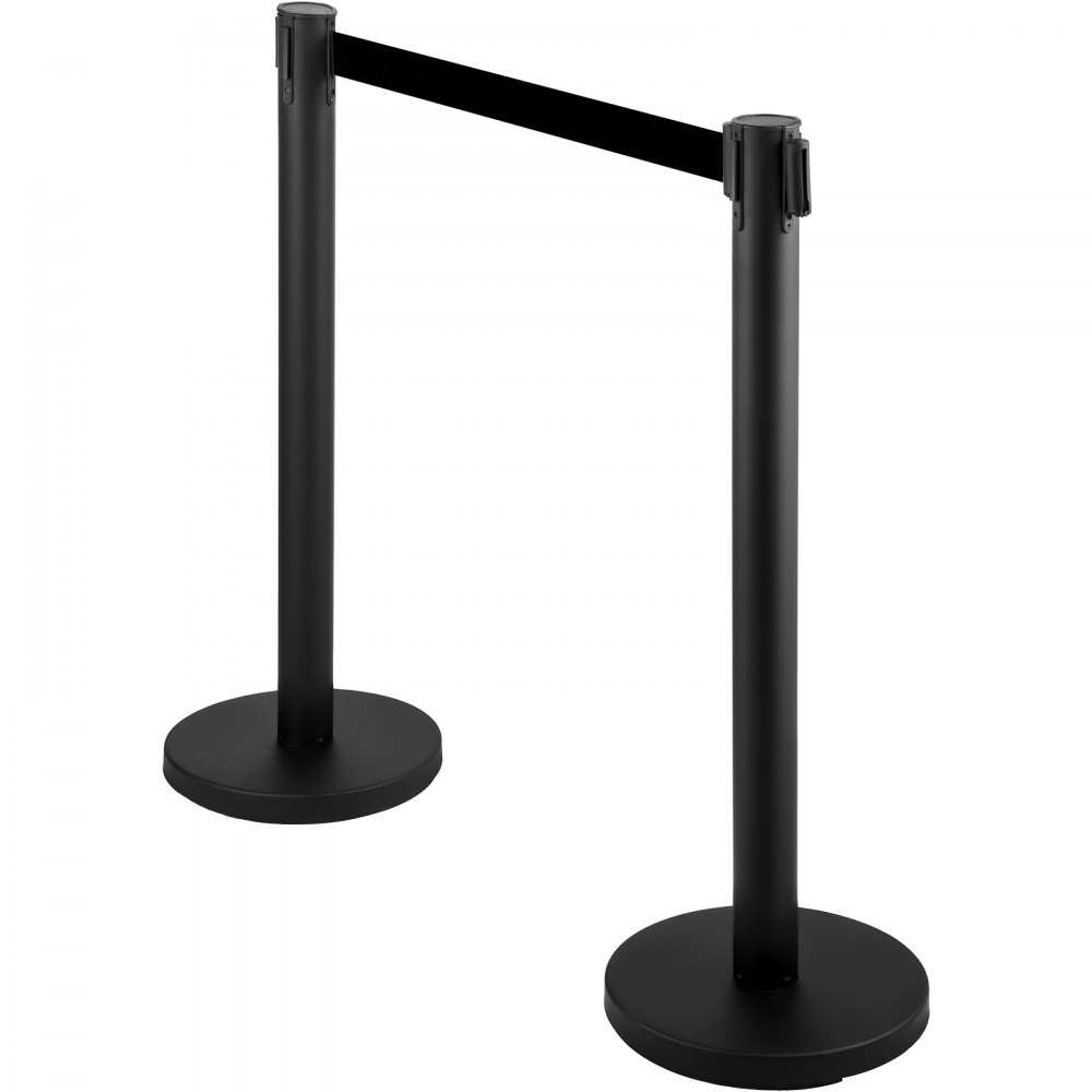 VEVOR Postes Separadores 8 piezas Negros Altura 90 cm Cinta Extensible Negra 2 m