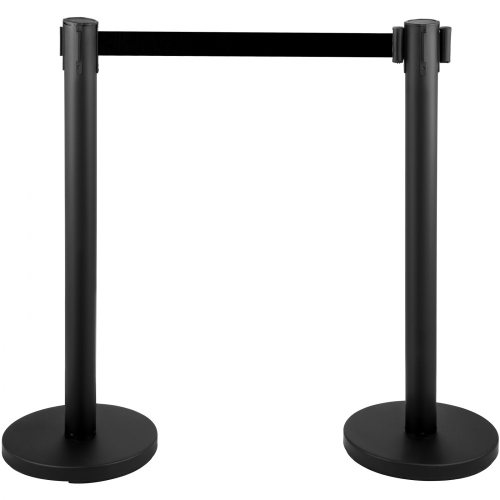 VEVOR Postes Separadores 8 piezas Negros Altura 90 cm Cinta Extensible Negra 2 m