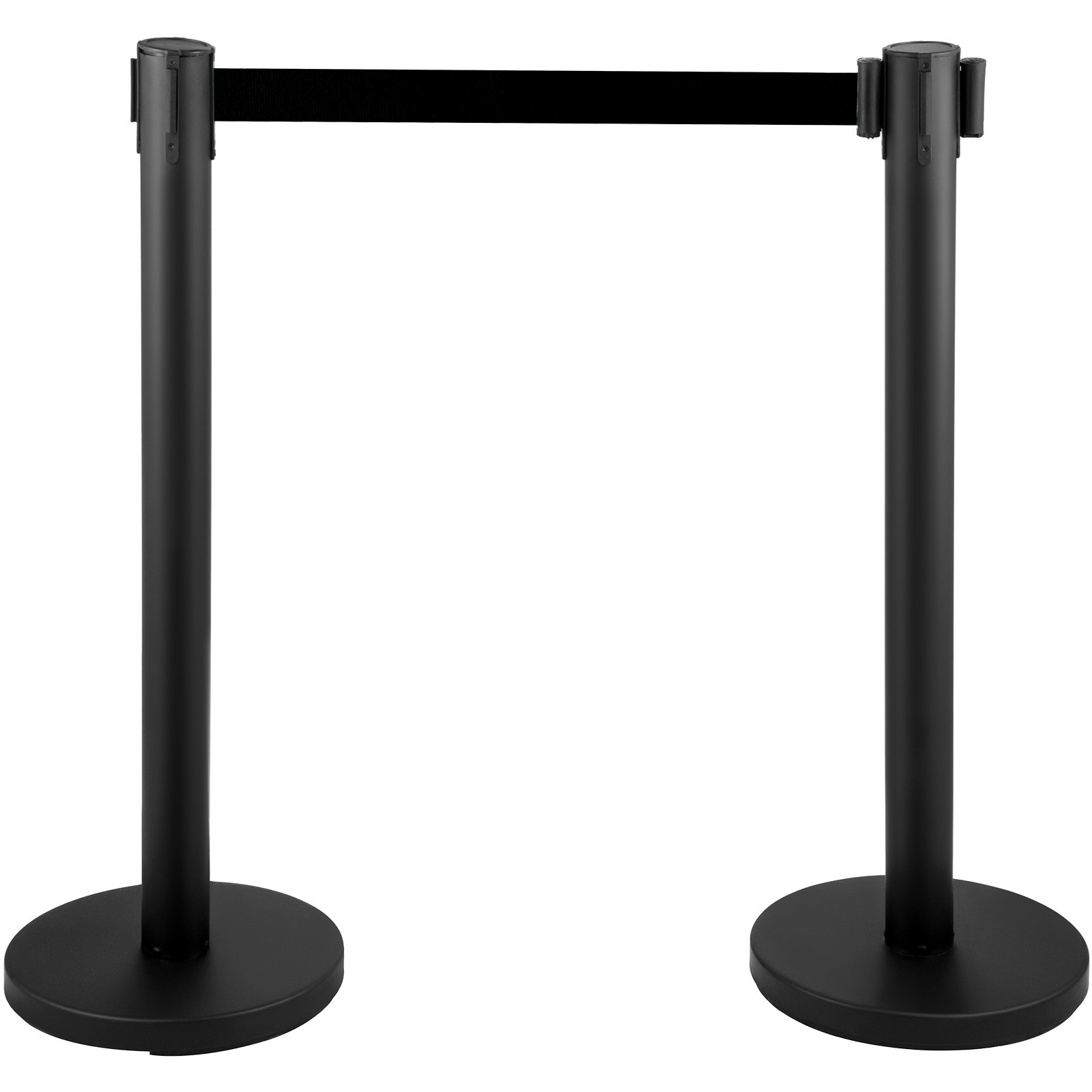 VEVOR Postes Separadores 8 piezas Negros Altura 90 cm Cinta Extensible Negra 2 m