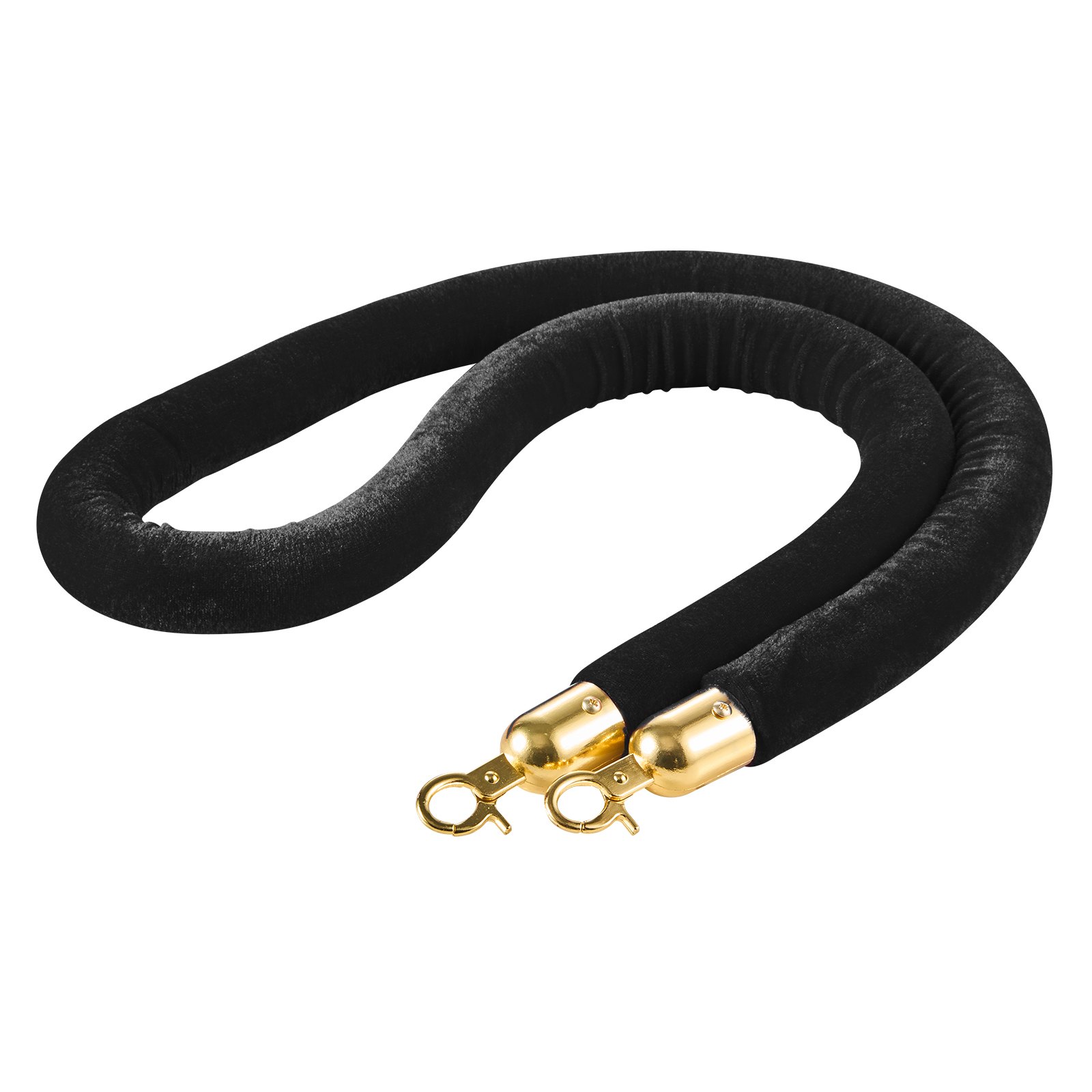 VEVOR Cuerdas de Terciopelo Negras para Postes 2 Piezas Longitud de 1,5 m, Cuerda de Barrera con Ganchos Dorados para Control de Multitudes, Barrera Separadora para Eventos, Cines, Hoteles, Fiestas