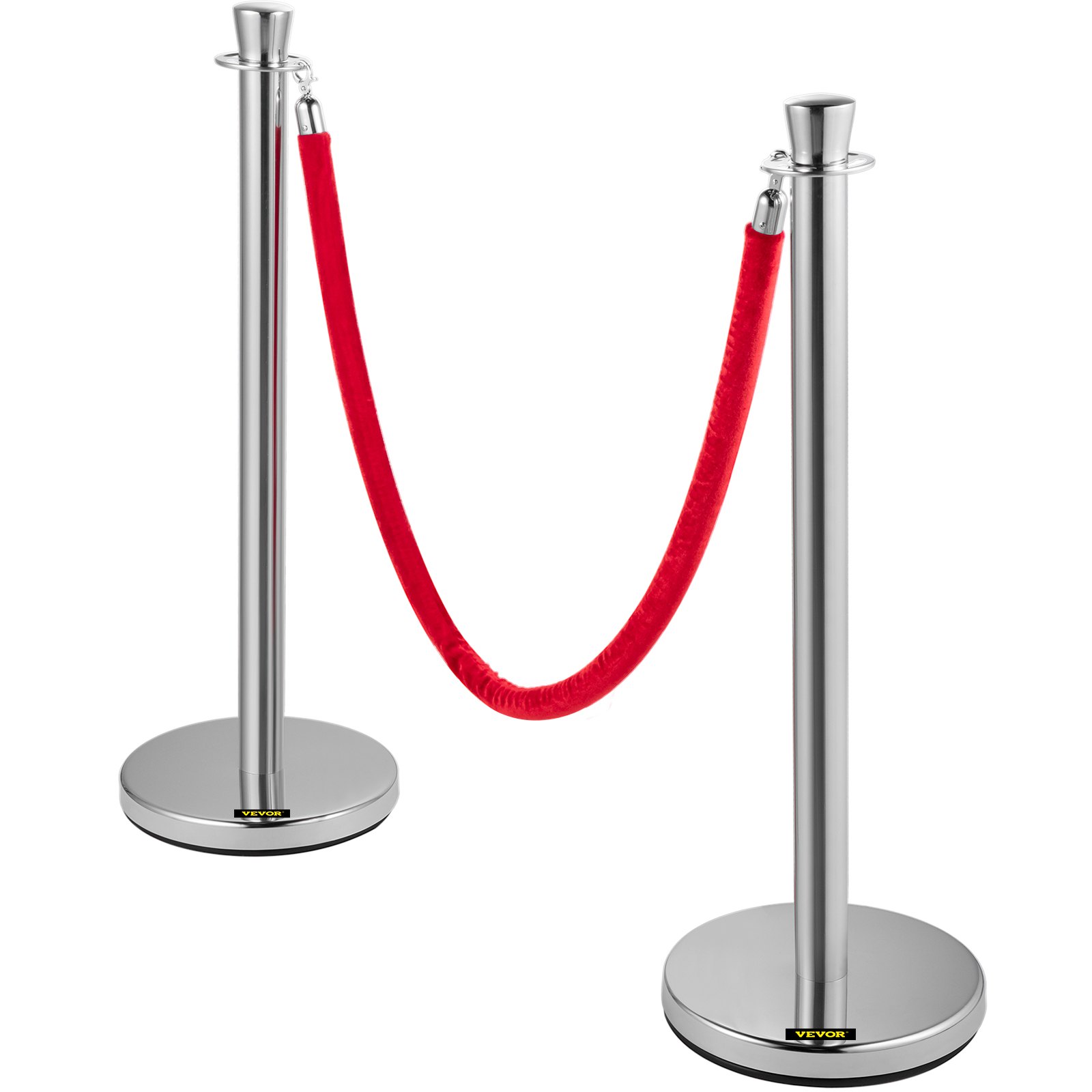 VEVOR Poste Guía de Barrera de Seguridad 2 PCS, 1 Cuerda de Terciopelo de 1,5 m