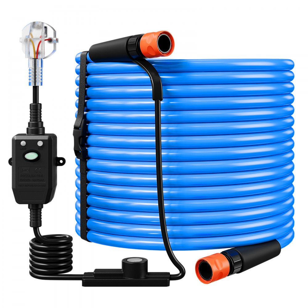 VEVOR Manguera de Agua Calentada de 30,5 m para Caravana, Anticongelante, Protección contra Congelación Hasta -43°C y contra Fugas, Superficie Lisa, Termostato Incorporado, para Vehículos Recreativos