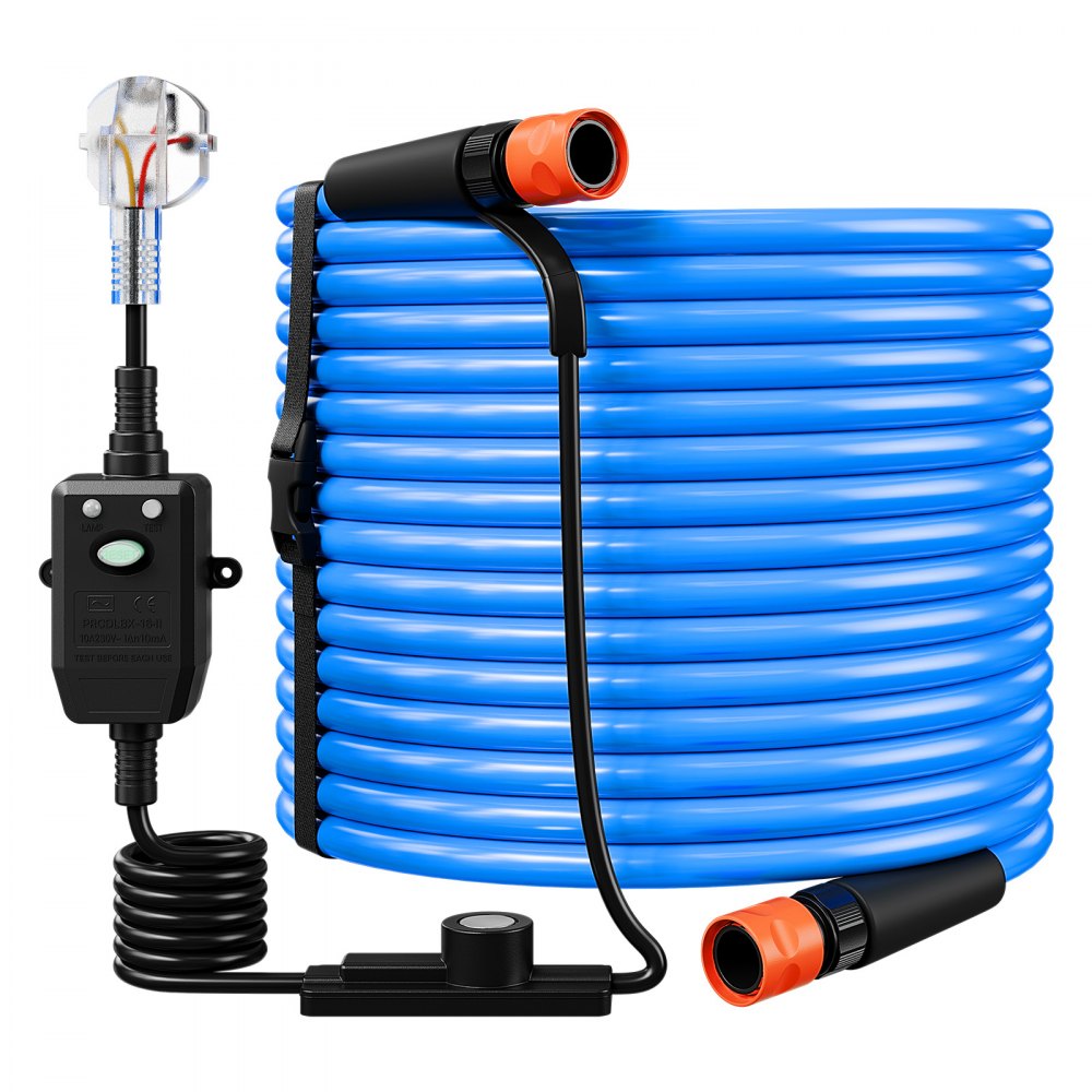 VEVOR Manguera de Agua Calentada de 30,5 m para Caravana, Anticongelante, Protección contra Congelación Hasta -43°C y contra Fugas, Superficie Lisa, Termostato Incorporado, para Vehículos Recreativos