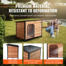 VEVOR Caseta para perros al aire libre caseta para perros con aislamiento impermeable y suelo elevado caseta de madera con marco exterior de hierro, techo abierto, para perros medianos a grandes