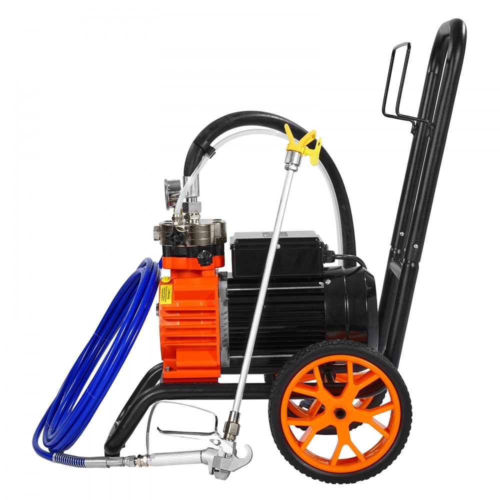 VEVOR Airless Paint Sprayer with Diaphragm, 1100 W efficient airless paint sprayer with trolley, 2000 psi airless paint sprayer, with extension pole, 2 L/min high-pressure airless paint spraying system