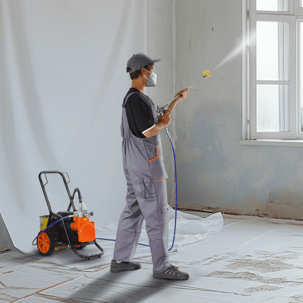 VEVOR Airless Paint Sprayer with Diaphragm, 1700 W efficient airless paint sprayer with trolley, 3000 psi airless paint sprayer, with extension pole, 3.5 L/min high-pressure airless paint spraying system