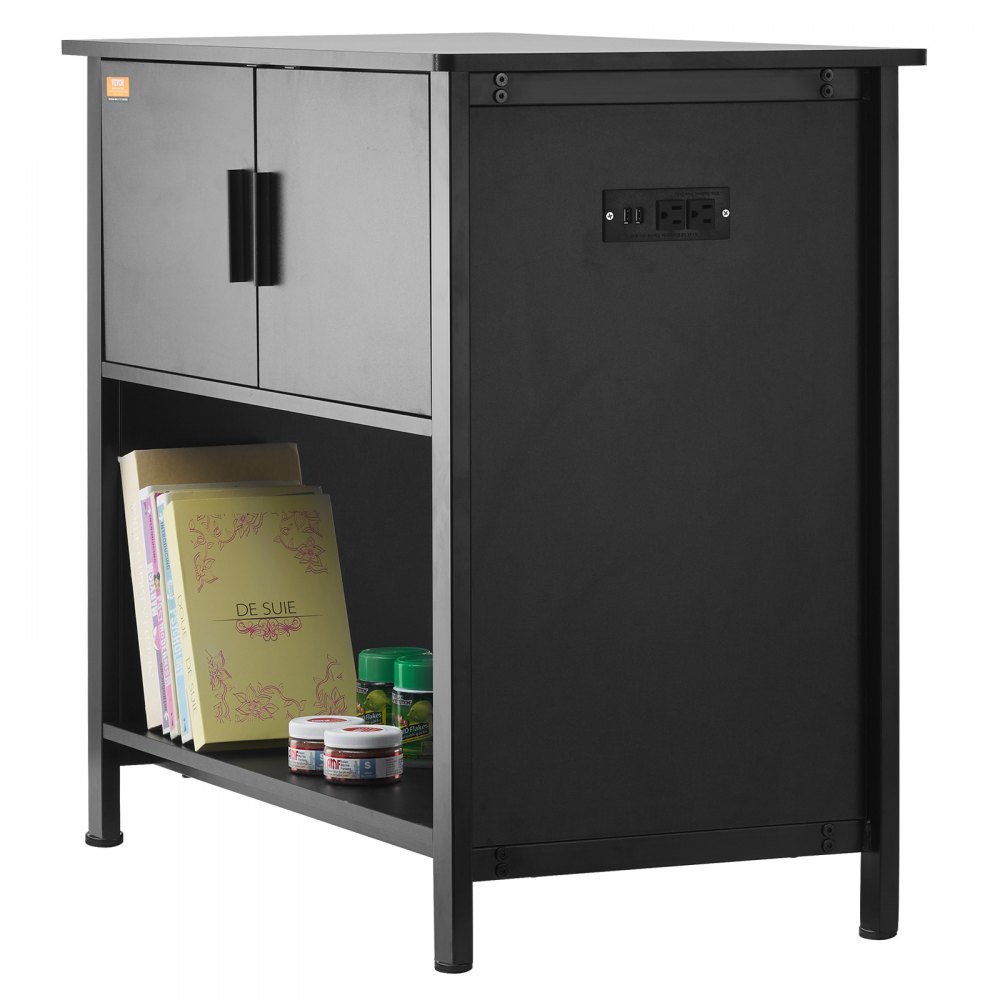 VEVOR Soporte para Acuario Carga de 152kg Mueble para Acuario 93x48x80 cm de Acero y MDF Soporte para Tanque de Reptiles con Armario de Almacenamiento y Toma de corriente Integrada para Salón, Oficina