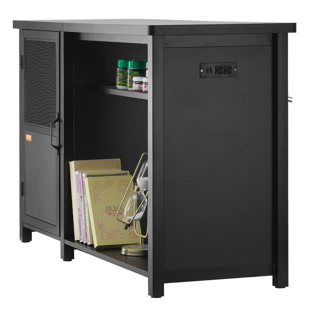 VEVOR Soporte para Acuario Carga de 284kg Mueble para Acuario 132x50x82cm de Acero y MDF Soporte para Tanque de Reptiles con Armario de Almacenamiento y Toma de corriente Integrada para Salón, Oficina