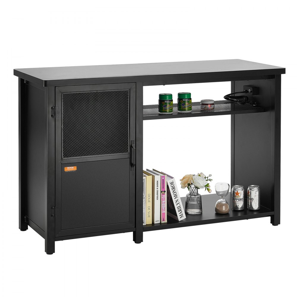 VEVOR Soporte para Acuario Carga de 284kg Mueble para Acuario 132x50x82cm de Acero y MDF Soporte para Tanque de Reptiles con Armario de Almacenamiento y Toma de corriente Integrada para Salón, Oficina