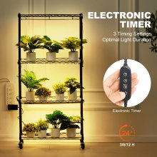 VEVOR Estante para Cultivo de Plantas 4 Niveles con Luces de Cultivo 45W 60cm