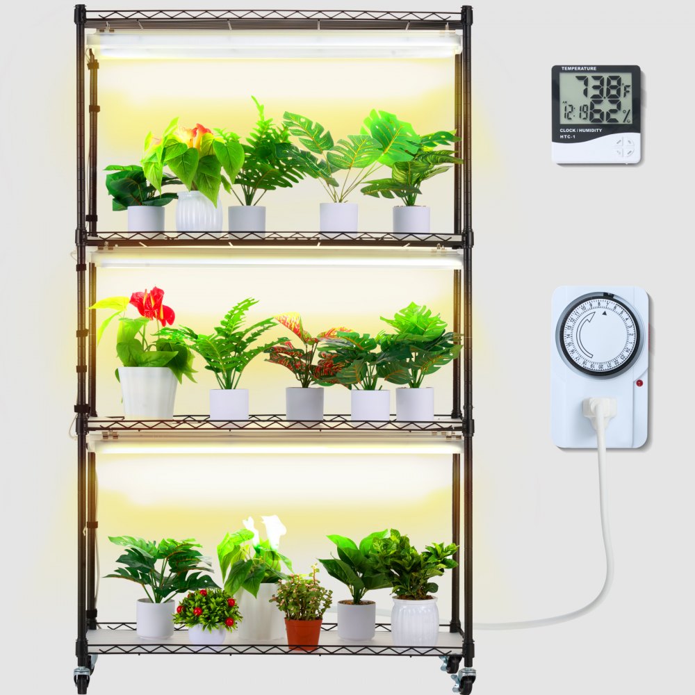 VEVOR Estante para Cultivo de Plantas 4 Niveles con Luces de Cultivo 180W 90cm