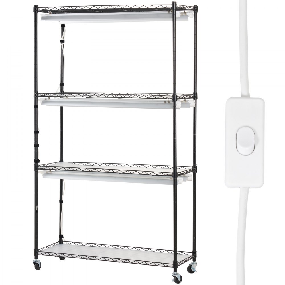 VEVOR Plant Stand with Grow Light, 4 Tiers, 180W, Indoor Grow Light Shelf, 3 Light Spectrum Modes, Metal Plant Shelf with Timer, Grow Shelf for Garden Plants, 90x35x150cm