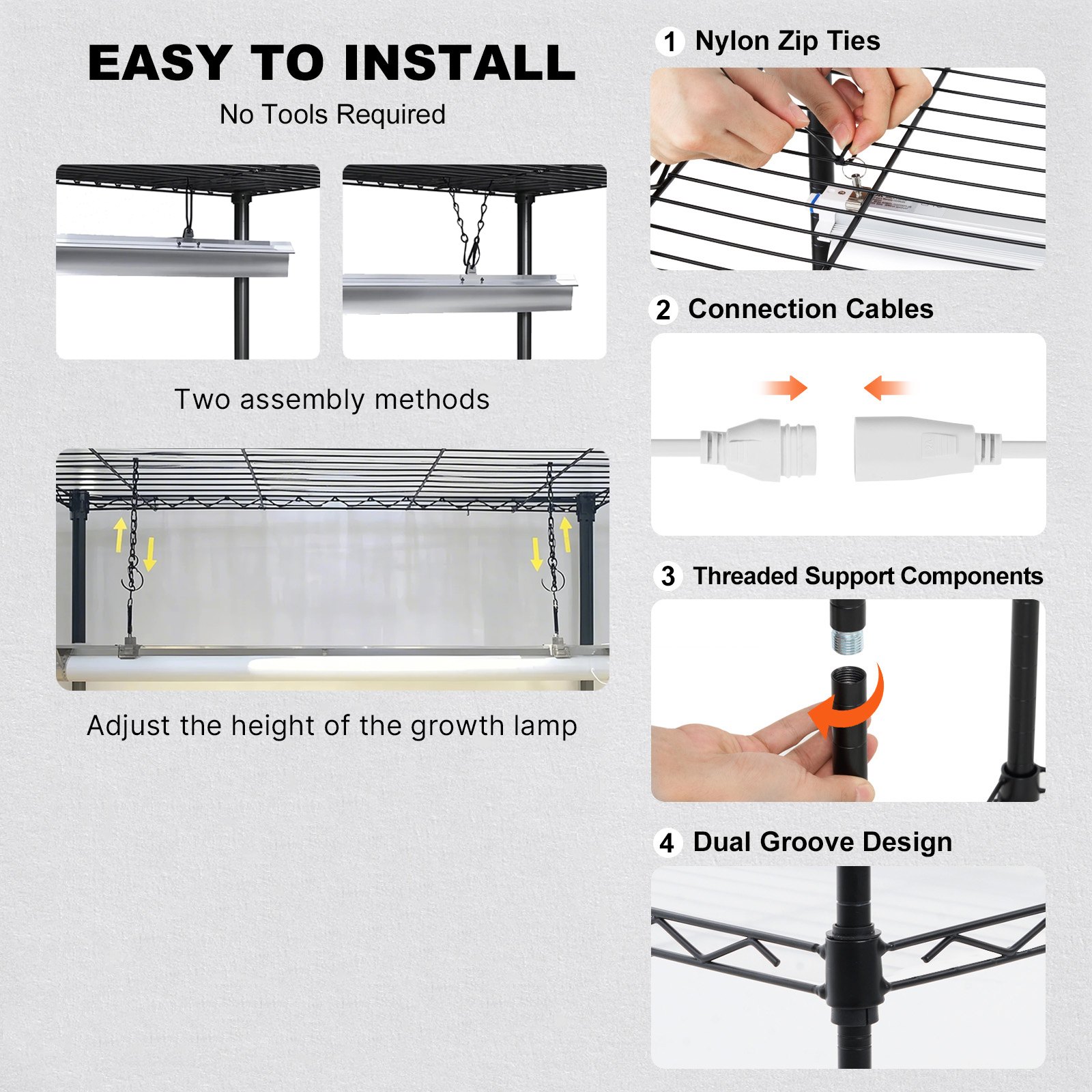 VEVOR Estante para Plantas con Luz de Cultivo 4 Niveles 90 W Luces de Espectro Completo Estante para Plantas con Temporizador Estante para Cultivo de Plantas para Iniciar Semillas 90x35x150 cm