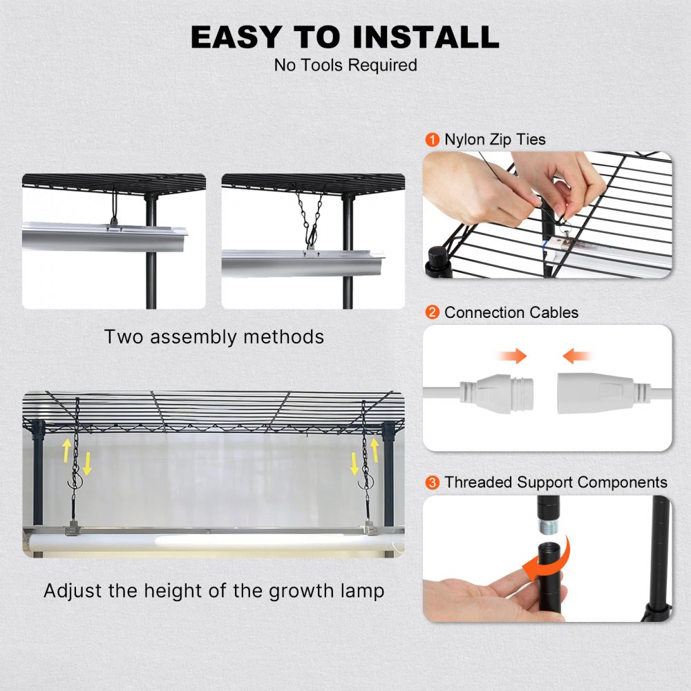 VEVOR Estante para Plantas con Luz de Cultivo 6 Niveles 200W 3 Modos de Luz de Espectro Estante para Plantas con Temporizador Estante para Cultivo de Plantas para Iniciar Semillas 120x35x180 cm