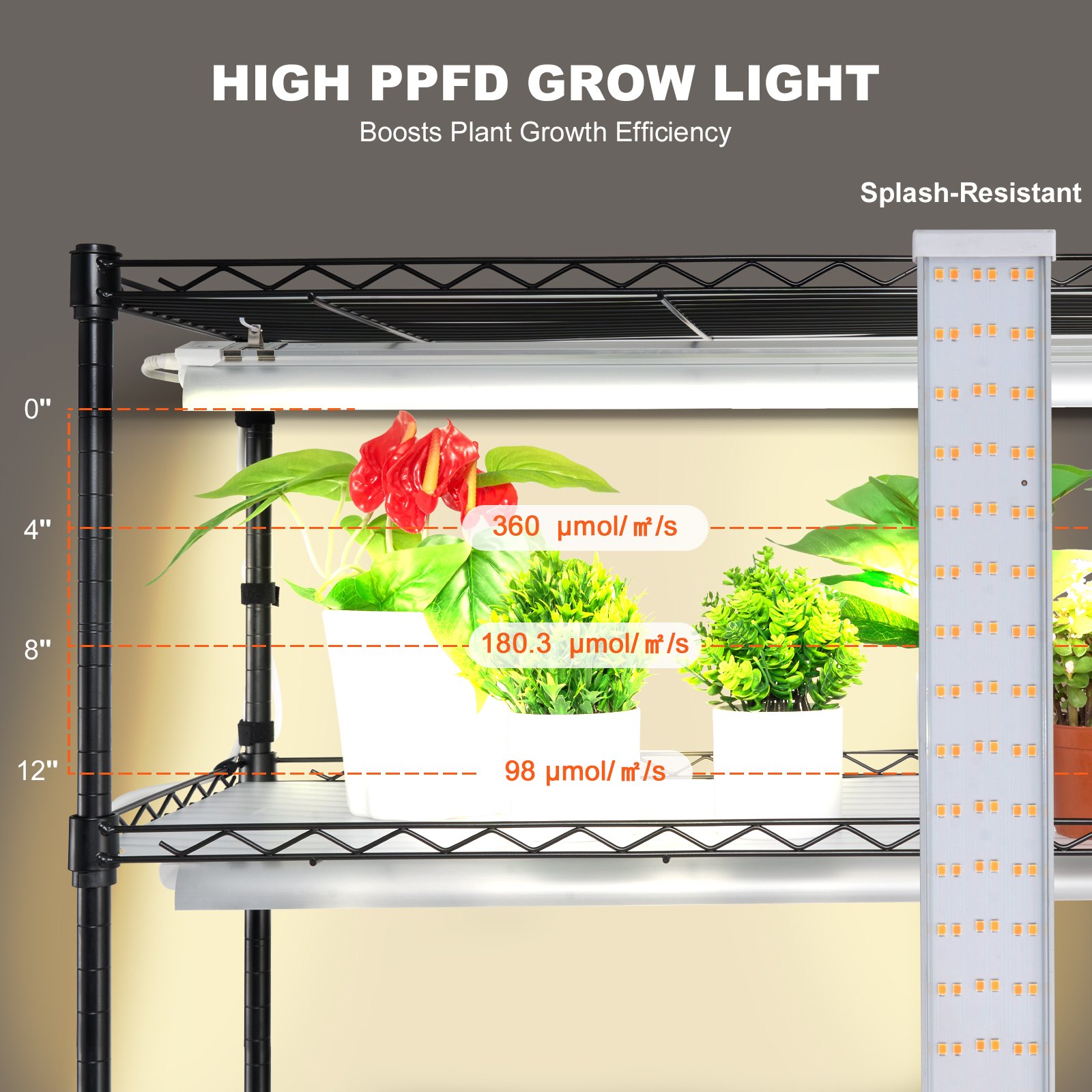 VEVOR Estante para Plantas con Luz de Cultivo 6 Niveles 200W 3 Modos de Luz de Espectro Estante para Plantas con Temporizador Estante para Cultivo de Plantas para Iniciar Semillas 120x35x180 cm