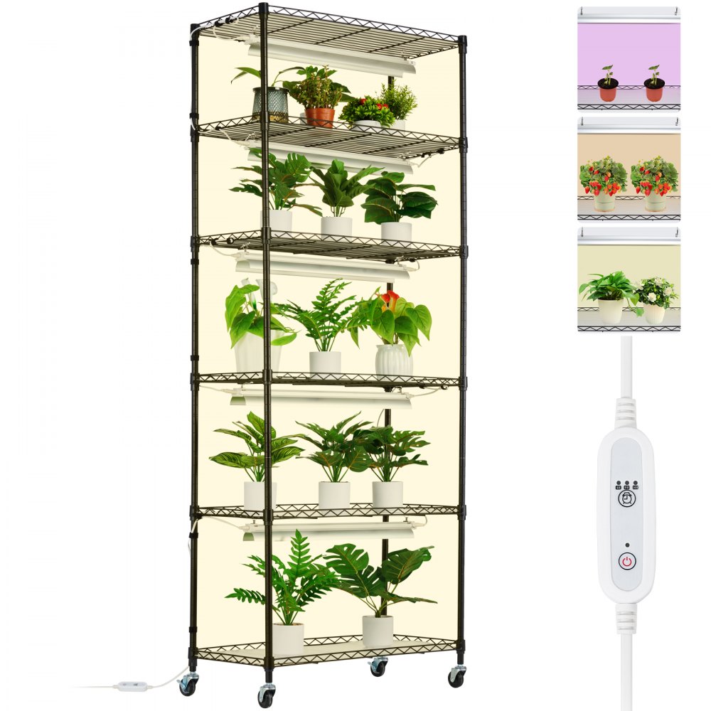 VEVOR Estante para Cultivo de Plantas 6 Niveles con Luces de Cultivo 150W 75cm