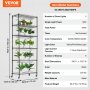 VEVOR Estante para Cultivo de Plantas 6 Niveles con Luces de Cultivo 150W 75cm