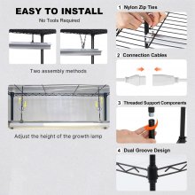 VEVOR Estante para Cultivo de Plantas 6 Niveles con Luces de Cultivo 150W 75cm