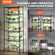 VEVOR Soporte para Plantas con Lámparas de Cultivo 6 Niveles 192W 75x35x180 cm