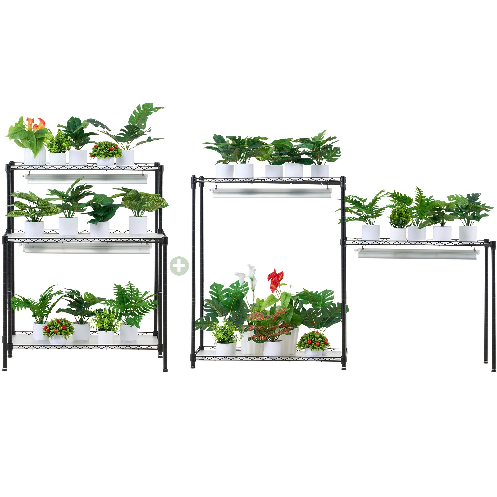 VEVOR Plant Stand with Grow Light, 6 Tiers, 192W DIY Metal Plant Shelf with Grow Lamp, Adjustable Rack and Wheels for Seed Germination, 75 x 35 x 180 cm