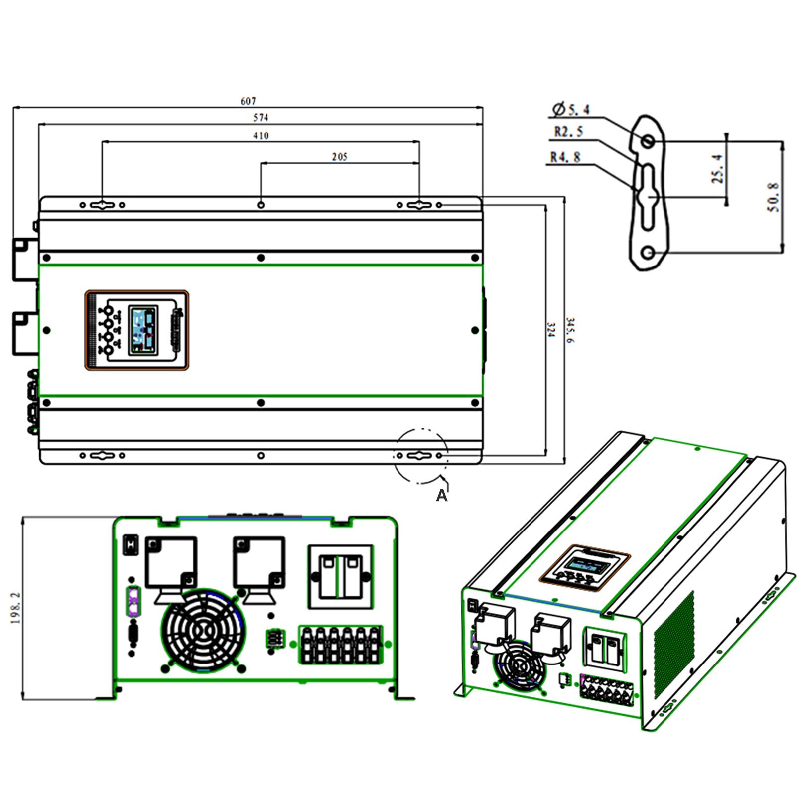 Vevor Inversor De Corriente Onda Sinusoidal Pura Baja Frecuencia 4000w 24v 240v