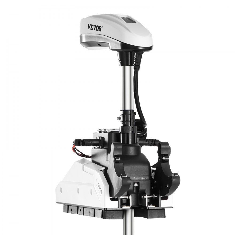 VEVOR Electric Outboard Motor, 12V, 25kg Thrust with GPS, 10-Speed Bow Mount, Saltwater Boat Motor with Remote Control and LCD Battery Indicator, for Kayaks, Fishing Boats, 137cm Shaft