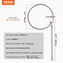 VEVOR Llave de Cadena 48" Llave para Tubos de Cadena Capacidad 13,4" de Diámetro