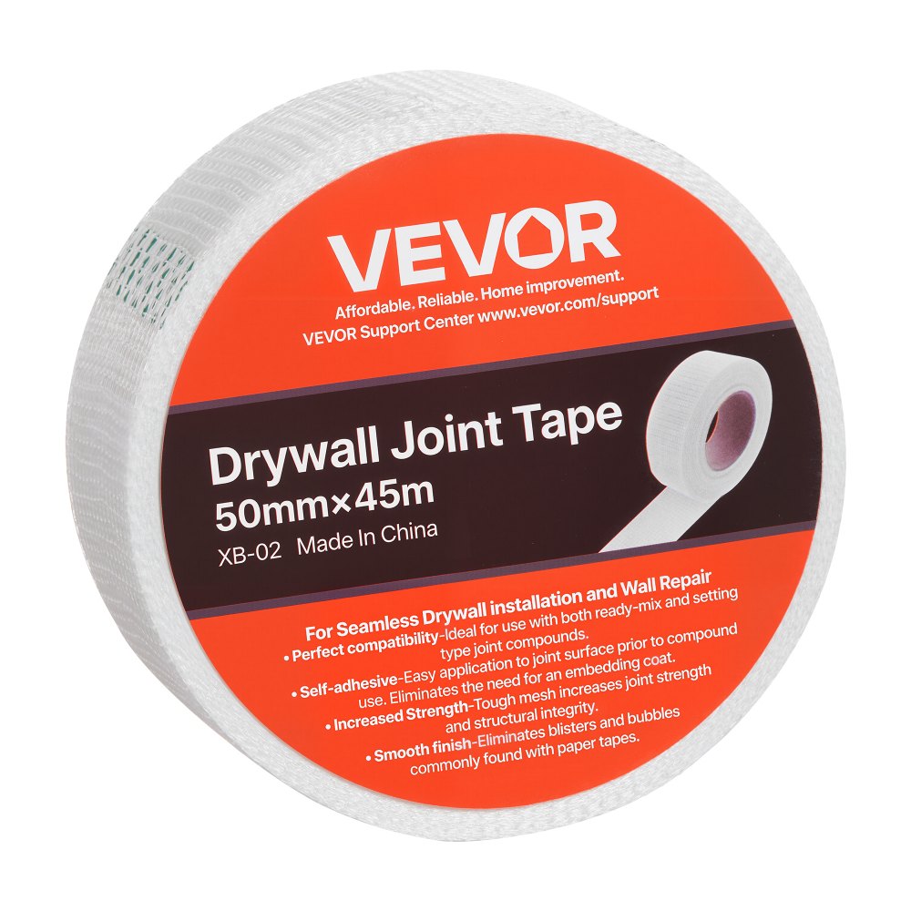 VEVOR Drywall Mesh Tape, 50mm W x 45m L Self-Adhesive Fiberglass Drywall Joint Tape, 36 Rolls Dry Wall Patch for Easy Sheetrock Ceiling Crack Repair, to Achieve Smooth Even Wall Surface